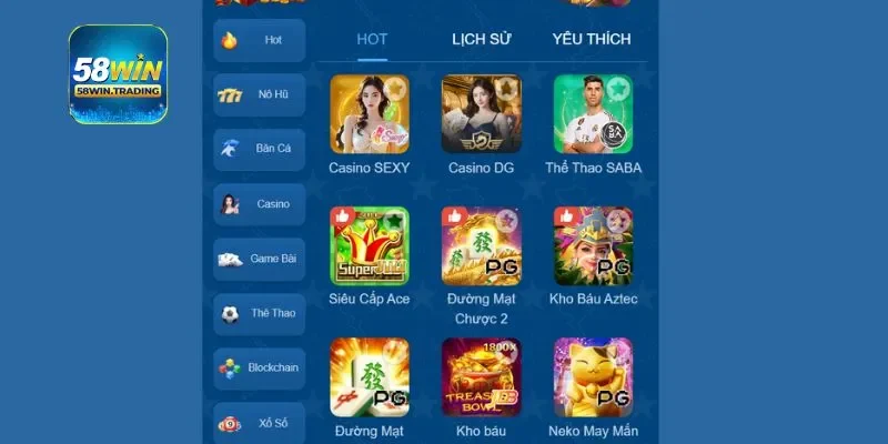 Khám phá các sảnh cược đa dạng tại 58win.com để nâng cao cơ hội thắng